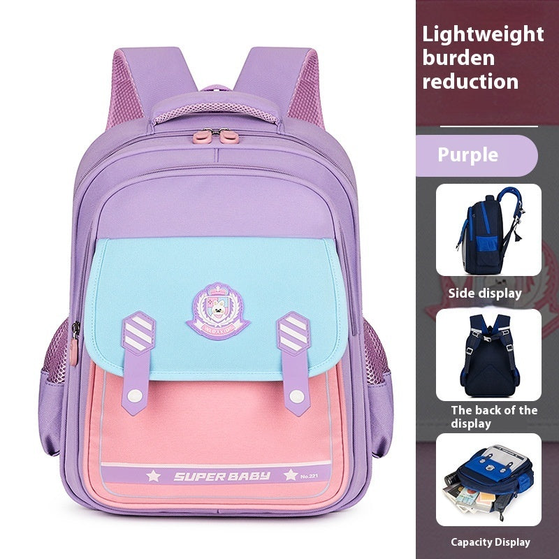 Primary School Student Schoolbag Boy Large Capacity Bag Portable Burden Alleviation