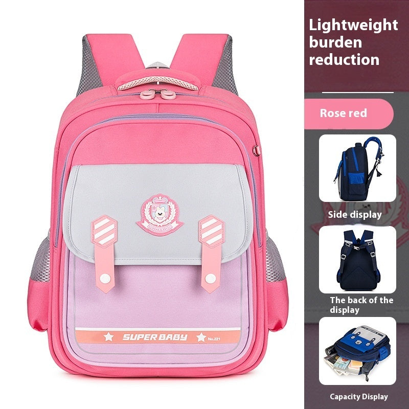 Primary School Student Schoolbag Boy Large Capacity Bag Portable Burden Alleviation