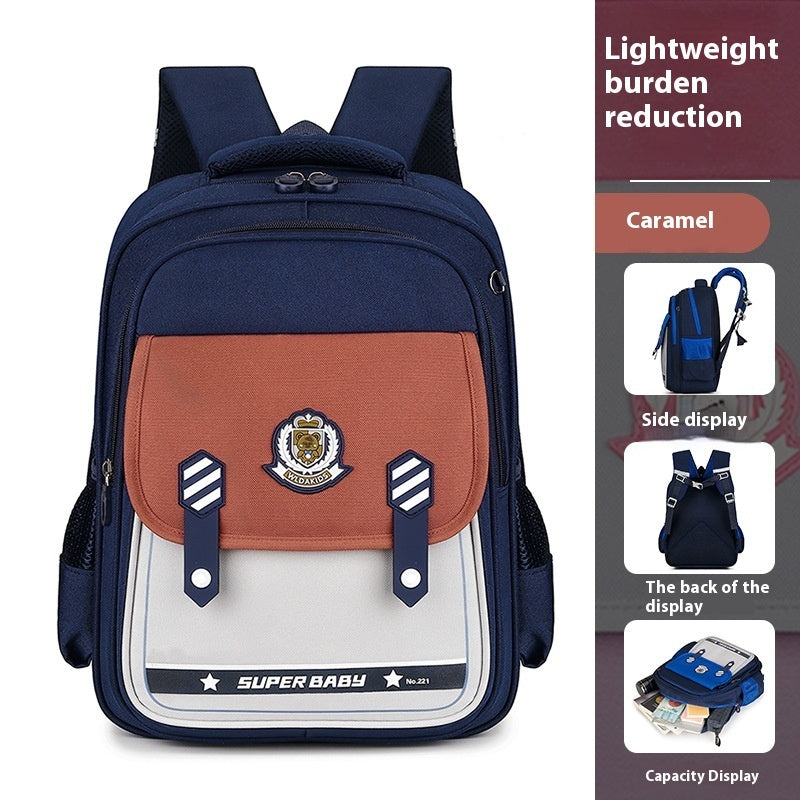 Primary School Student Schoolbag Boy Large Capacity Bag Portable Burden Alleviation