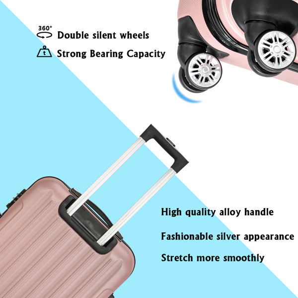 Vertical 3-in-1 Spinner Wheel With Handle Trolley Box 20in 24in 28in ABS Aluminum Alloy Trolley Fashion Color - Rose Gold